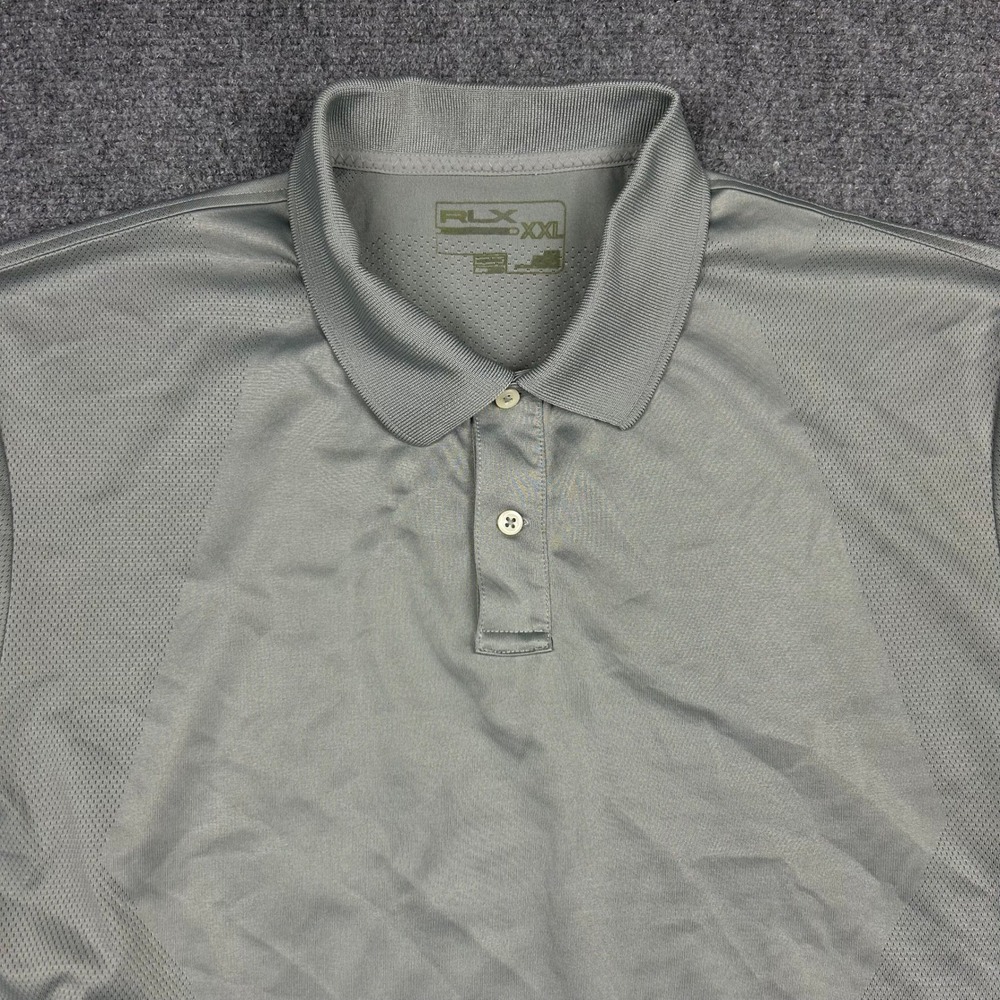 RLX Ralph Lauren Polo Shirt Mens XXL Gray Mesh Performance Short Sleeve Sporty